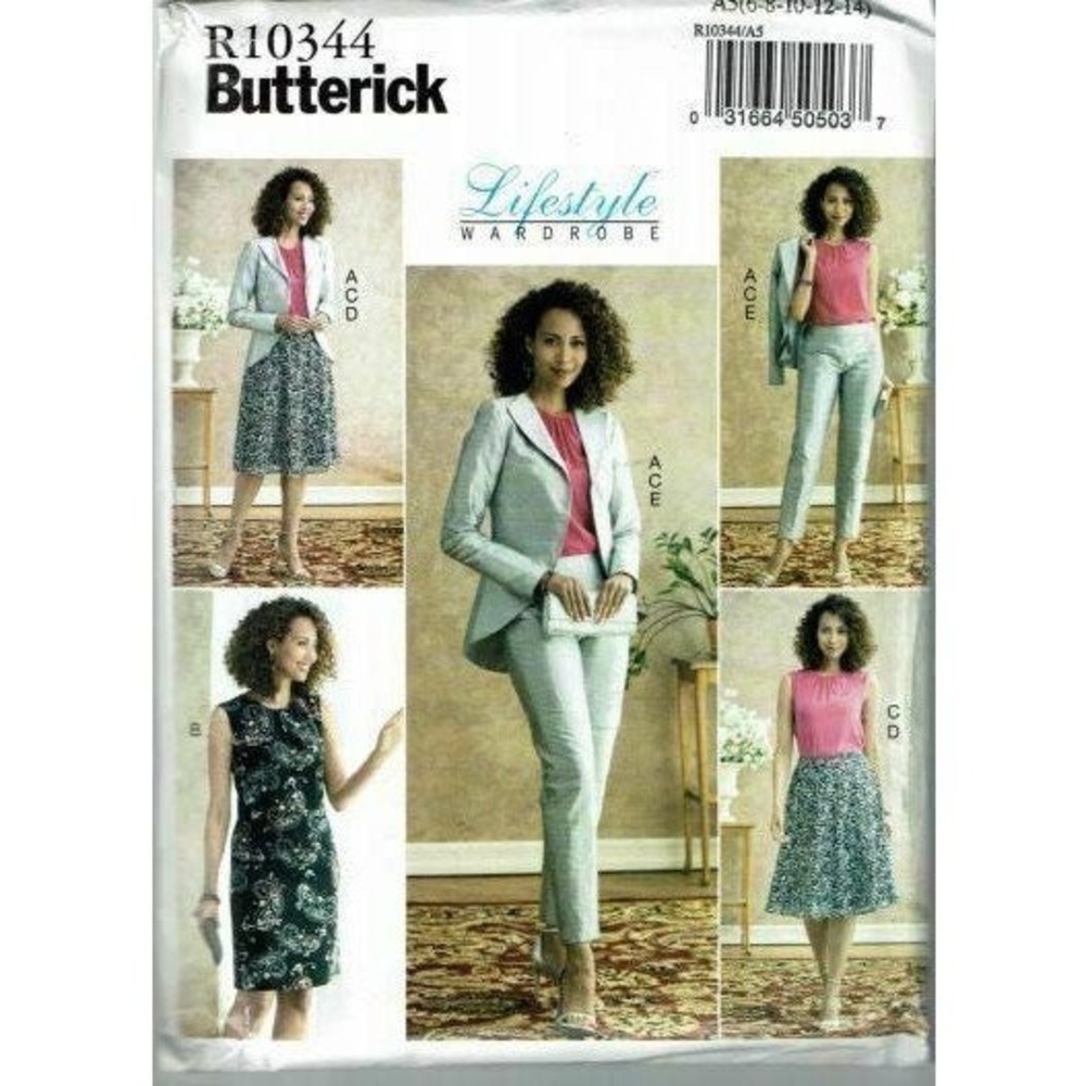 Butterick Sewing Pattern 10344 Misses Size 8-14 Jacket Dress Top Skirt Pants